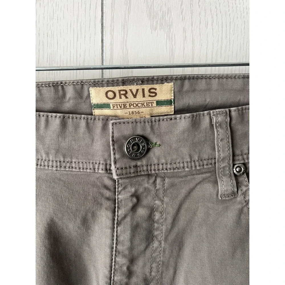 Orvis Five Pocket Pants Mens 35/36x30 Gray Stretch Cotton Straight Leg Casual